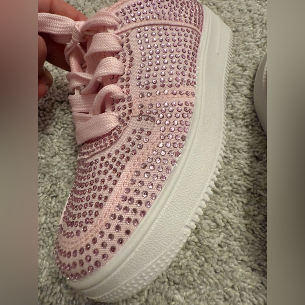 Pink Girls Rhinestone Sneakers - Picture 5 of 7